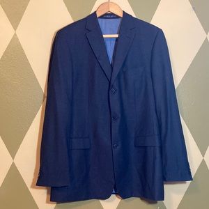 Hugo Boss Navy Blue Suit Jacket Wool Scorsese Movie Three Button Side Vents 44L
